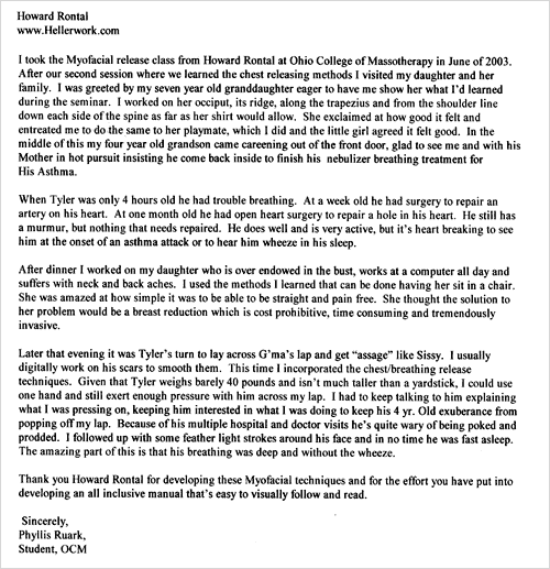 Asthma testimonial letter