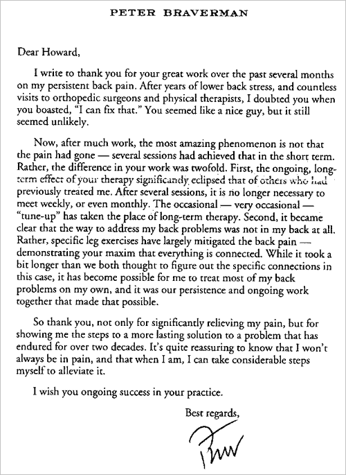 Back pain improvement