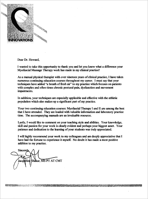 physical therapist testimonial
