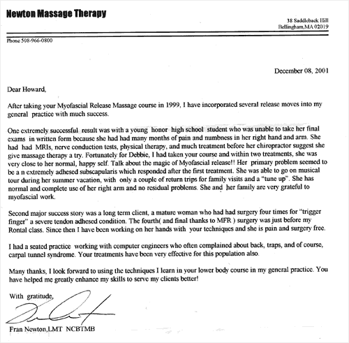 massage work testimonial